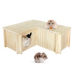 Hamster Toys 5-Piece Set ，Hamster House, Swing, Climbing Ladder, Seesaw & Exercise Wheel，Pet DIY Sport Exercise Toys Set, Small Animal Habitat Accessories ，Gerbils, Mice（Natural Wood）