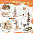 18 Pcs Hamster Cage Accessories, Silent Hamster Wheel, 15 Chew Toys Set, Maze Wood House and Water Bottle Set for Rat Mice Small Animals Habitat (Fun Interactive Style)