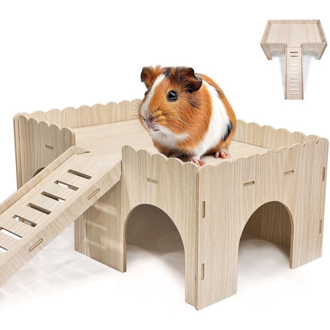LogPaw Guinea Pig & Syrian Hamster Wooden Nest, Small Pet Hideout