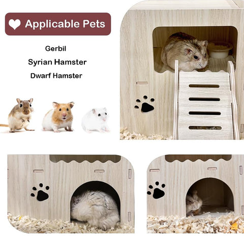 LogPaw Syrian Hamster Wooden Nest, Cozy Small Pet Hideout