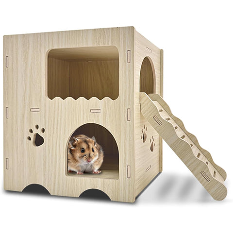 LogPaw Syrian Hamster Wooden Nest, Cozy Small Pet Hideout
