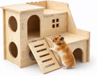 LogPaw Mini Hamster Maze Wooden House with Fun Slide and Two-Story Cabin, suitable for dwarf hamsters, mice, rats, and other small animals (for small hamsters only)